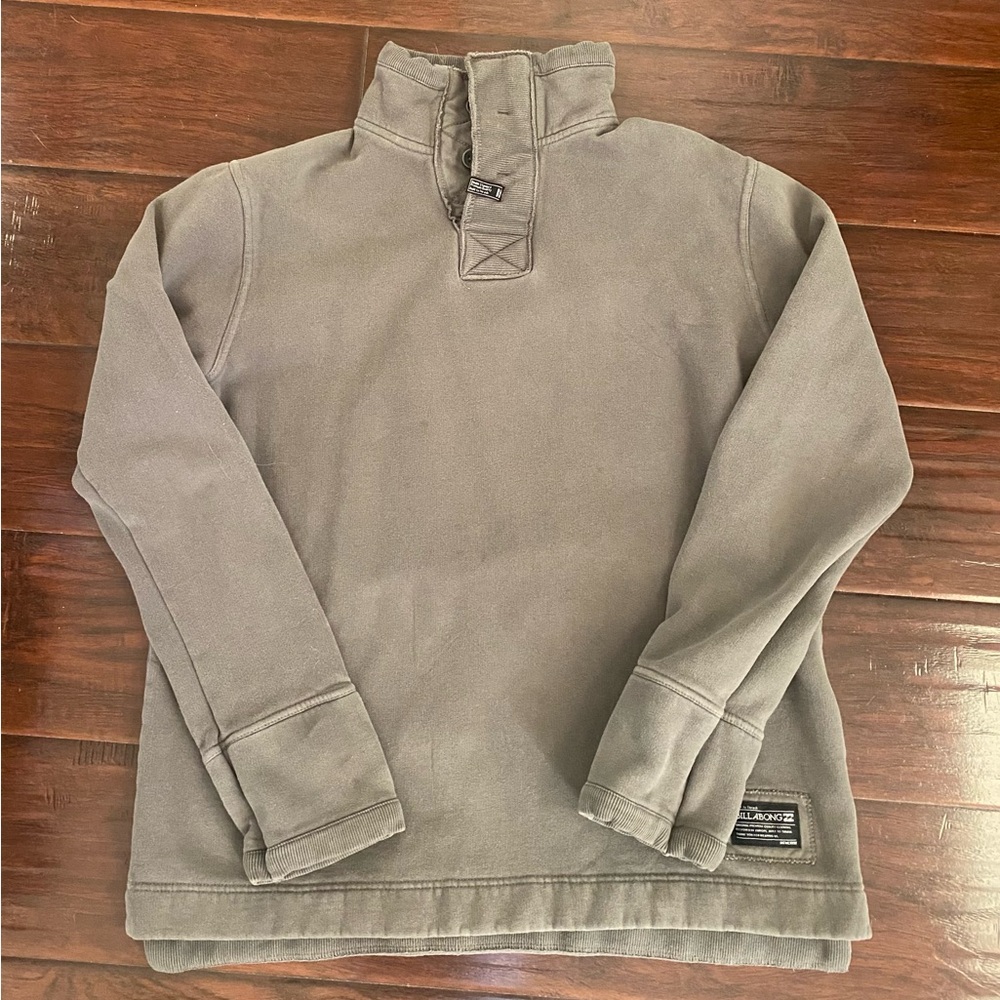 Billabong Green Quarter Button Up Surfing Sweatshirt